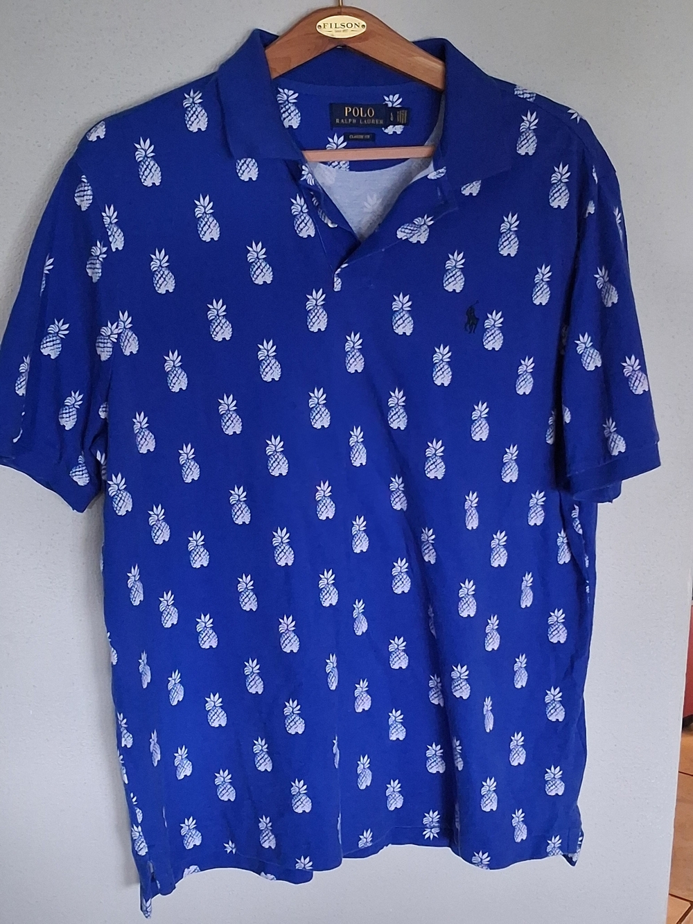 Ralph Lauren Royal Blue Polo with White Pineapple Print
